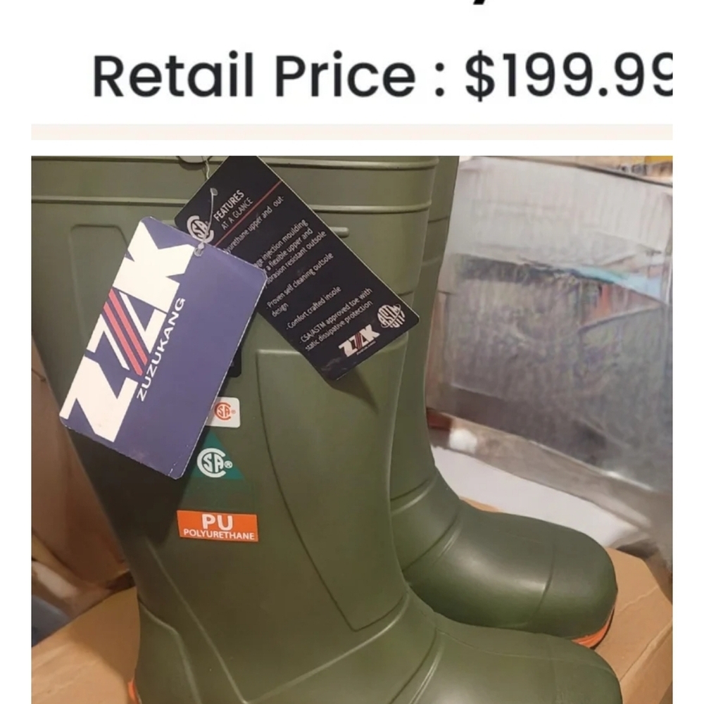 ZLK Green Safety Boots with Orange Soles